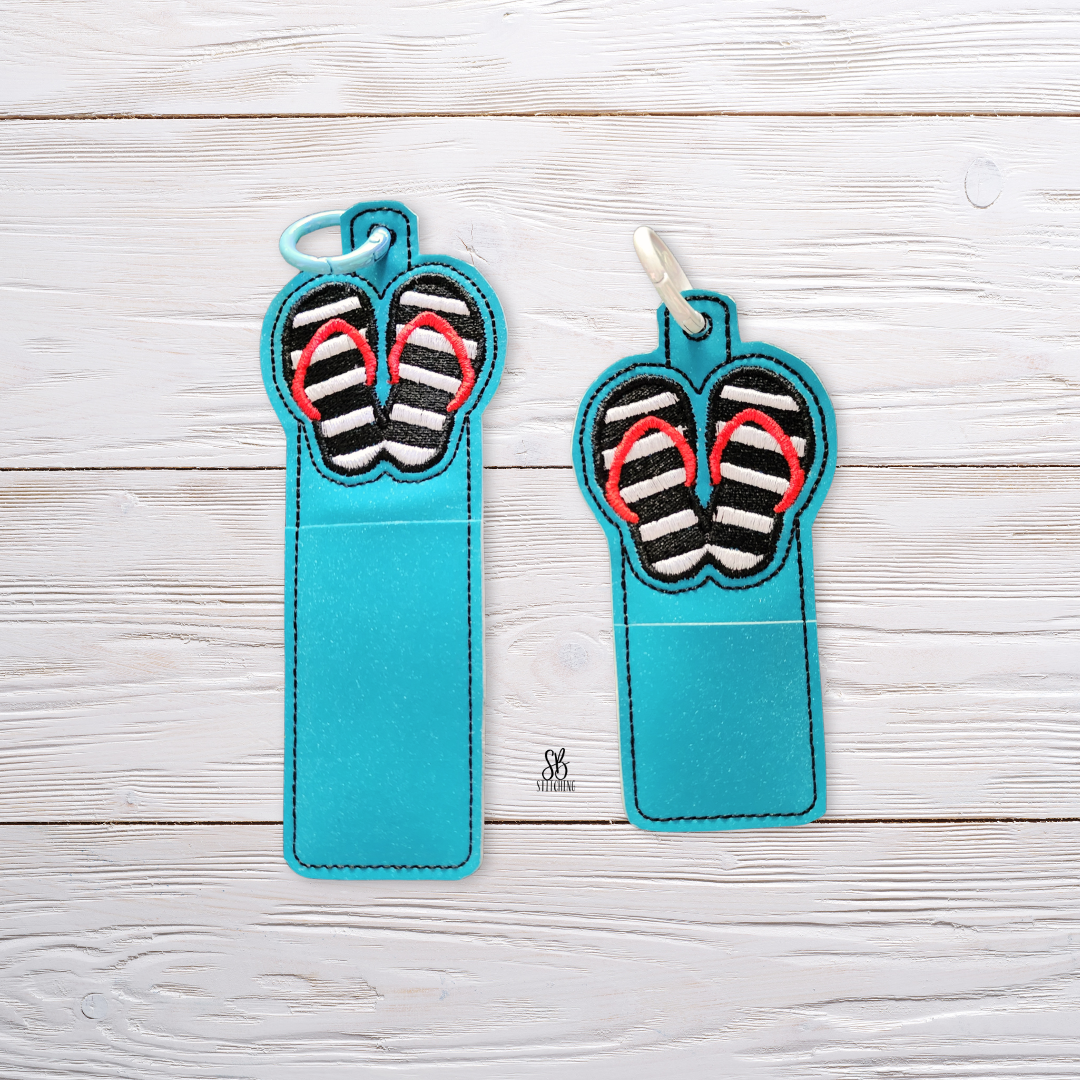 Black and White Flip Flops Lip Balm Holder Machine Embroidery Design