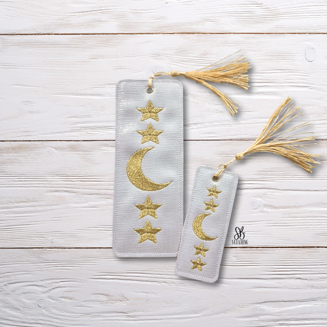 Stars and Moon Bookmark Machine Embroidery Design