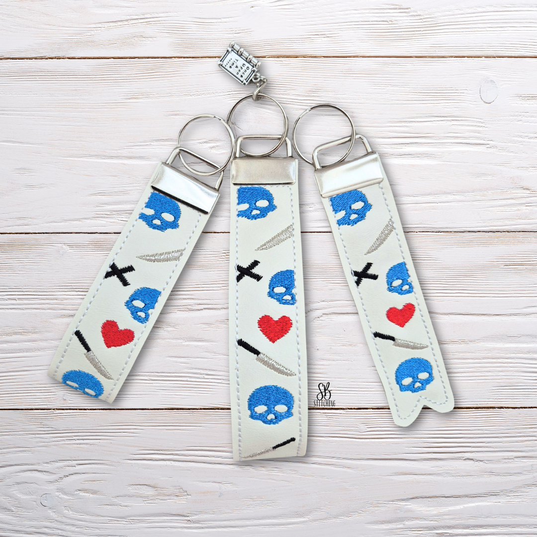 Mask Romance Key Fob Set Embroidery Design