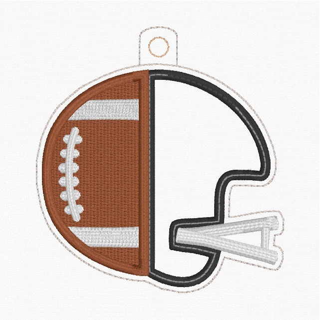 Thumbnail: Football Helmet Shaker Bag Tag Machine Embroidery Design