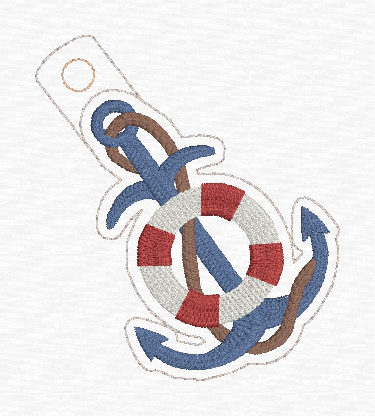 Thumbnail: Anchor Bookmark Machine Embroidery Design