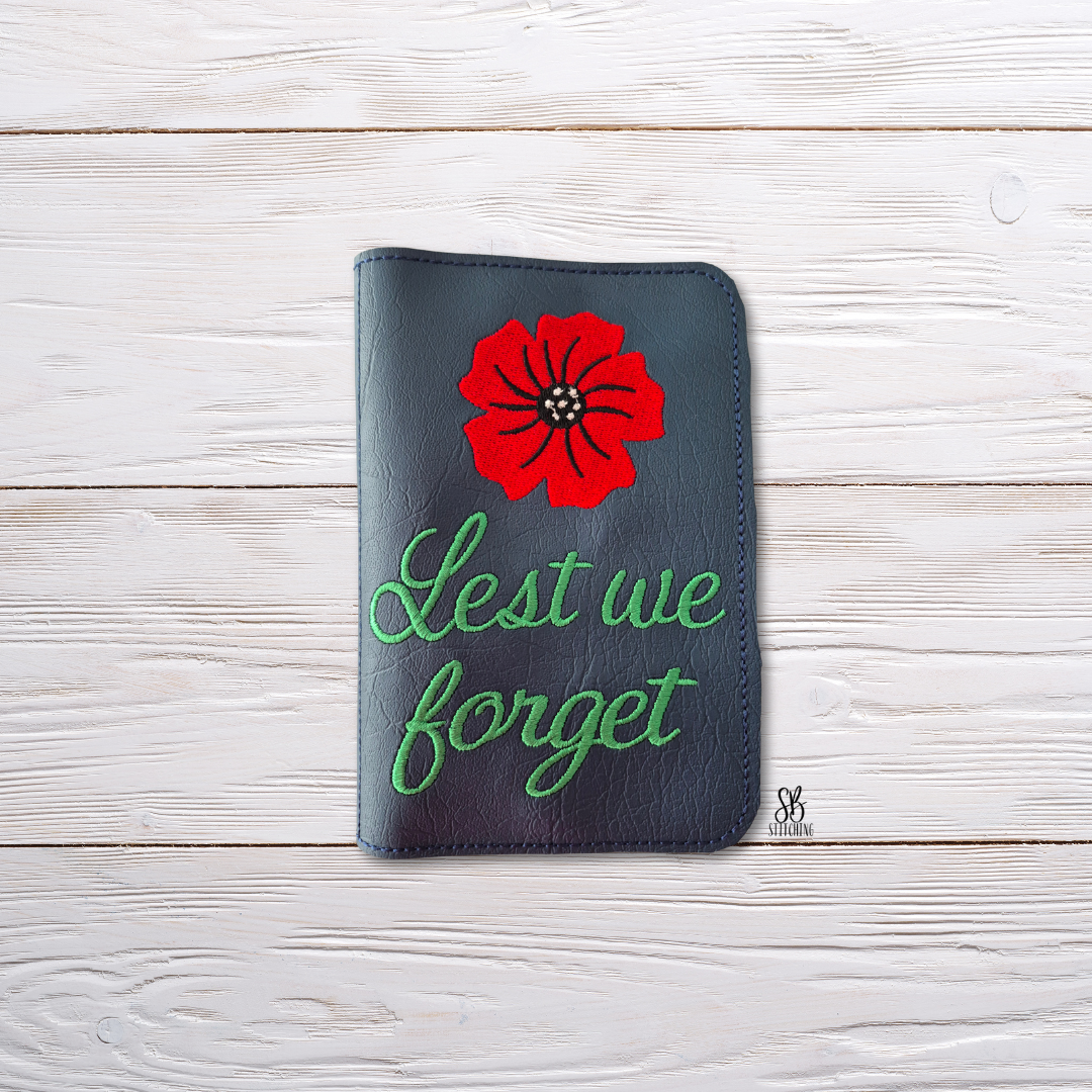Lest We Forget Notebook Cover Machine Embroidery Design