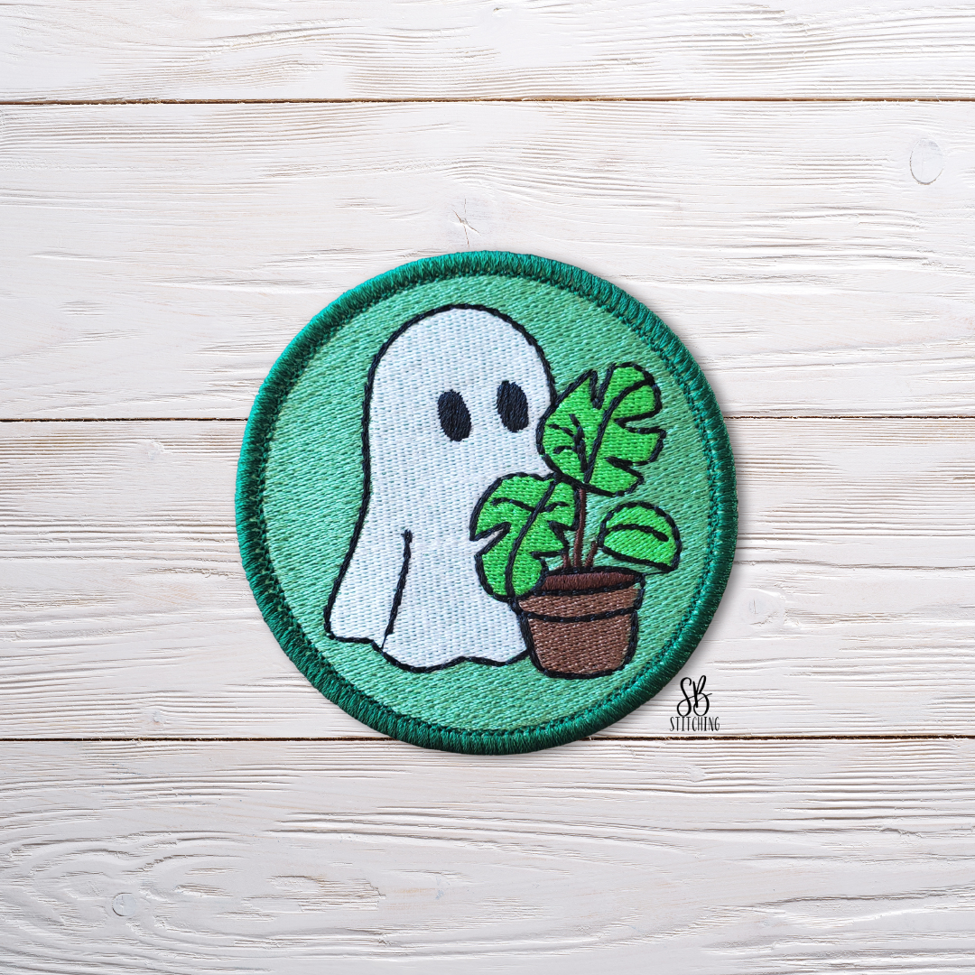 Ghost with Plant Patch Machine Embroidery Design