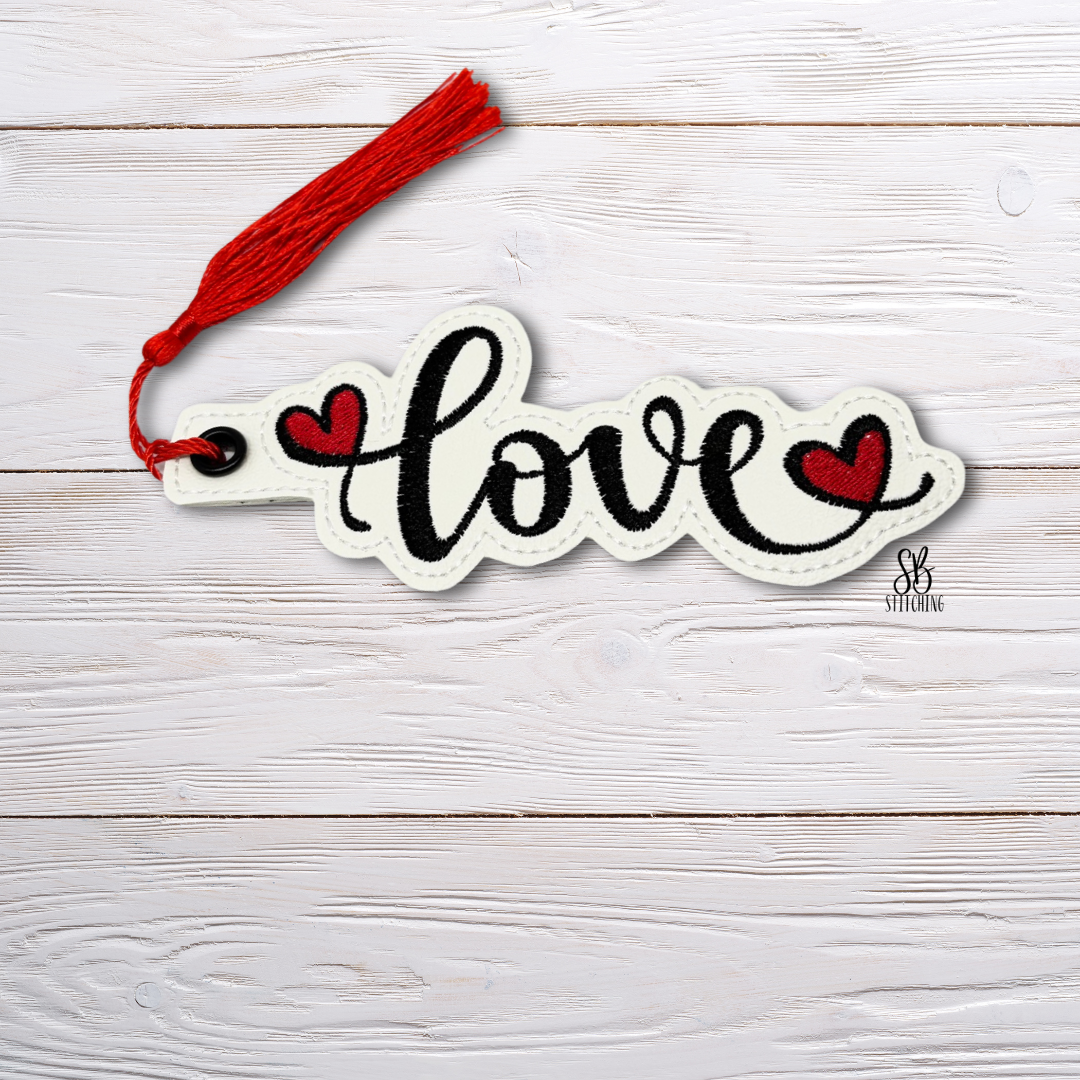 Love & Hearts Bookmark Machine Embroidery Design