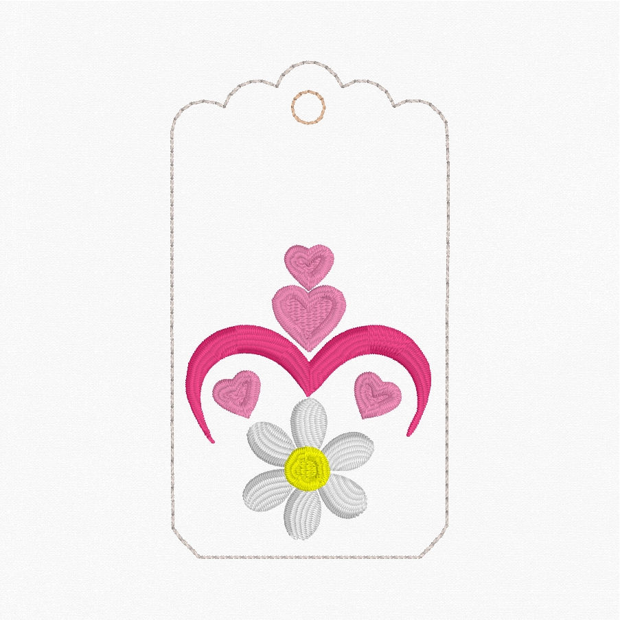 Thumbnail: Heart n Flower Bookmark  Machine Embroidery Design