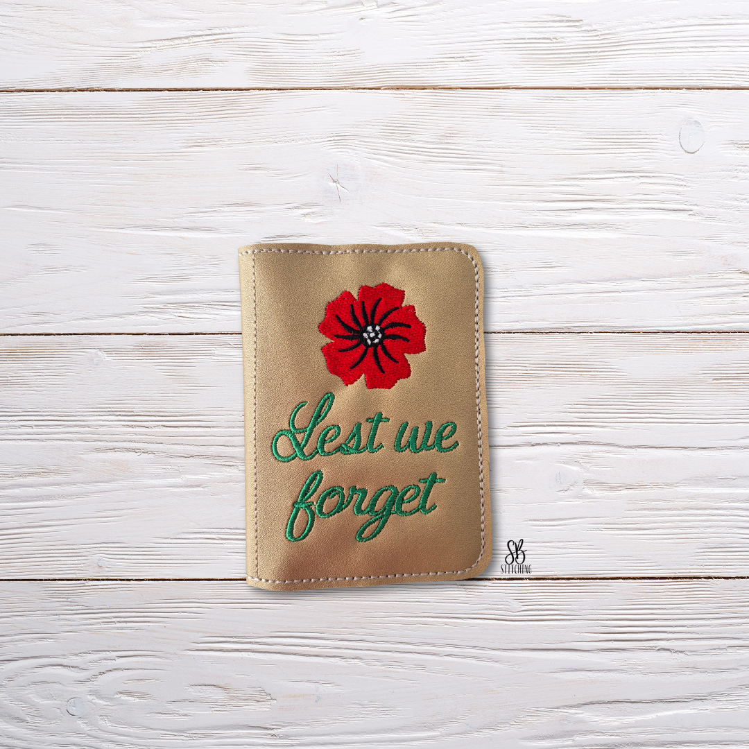 Lest We Forget Notebook Cover Machine Embroidery Design