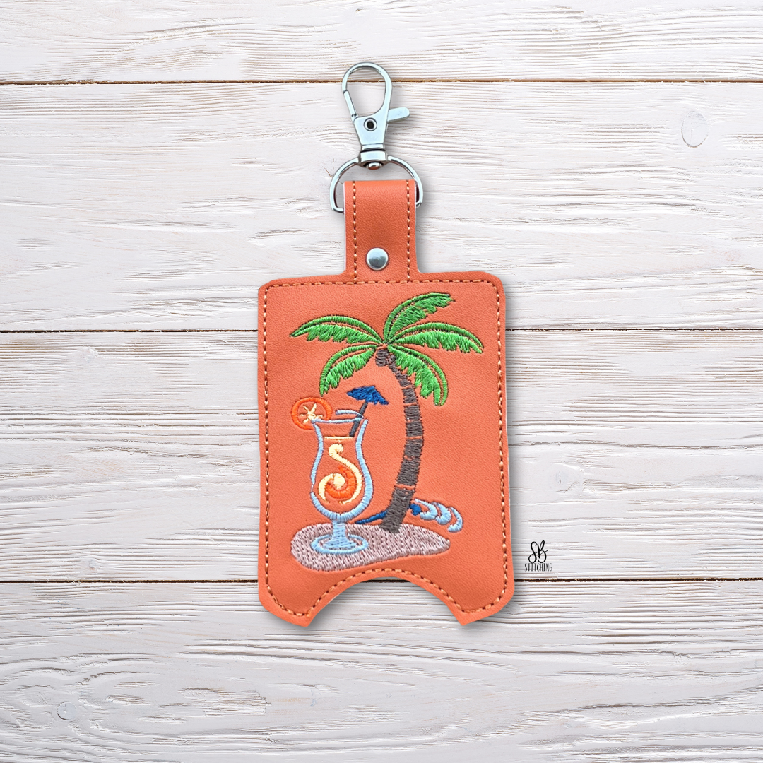 Palm Tree & Drink Hand Sanitizer Holder Machine Embroidery Design