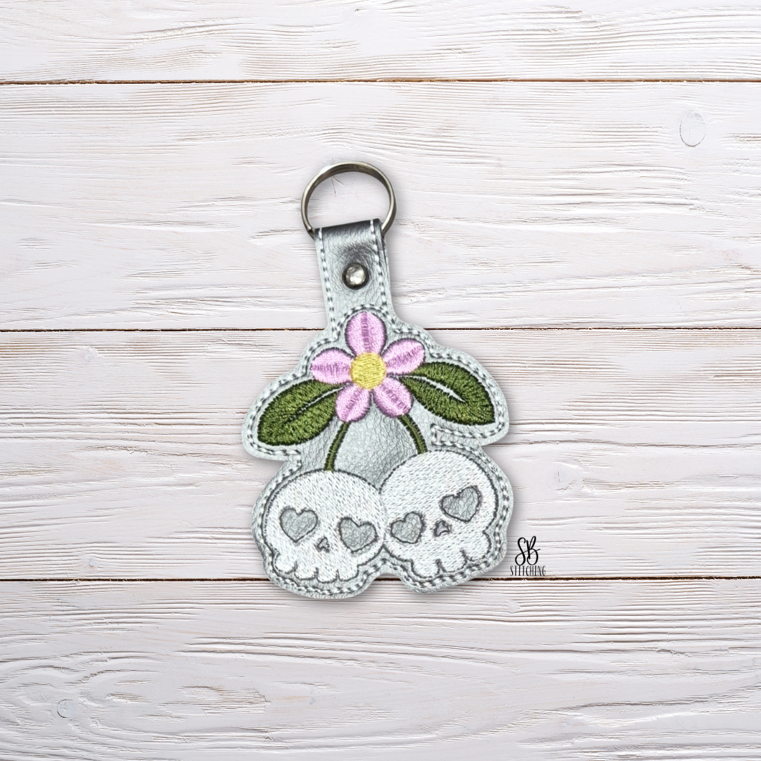 Skull Cherries Snaptab Machine Embroidery Design
