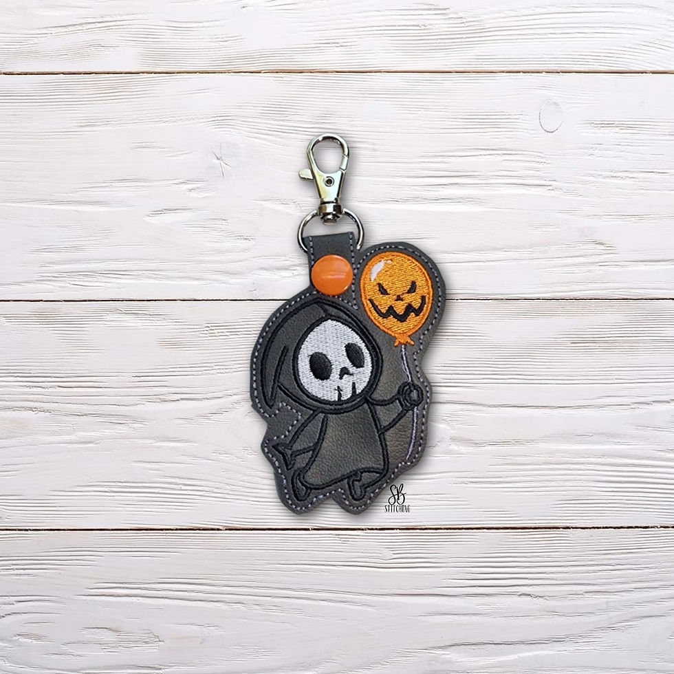 Reaper with Balloon Snaptab Machine Embroidery Design