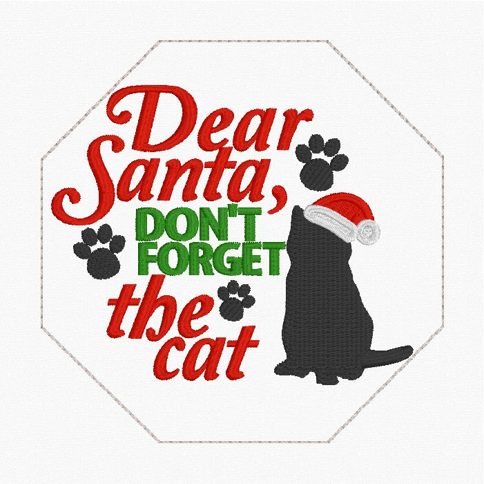 Thumbnail: Christmas Cat Coaster Set Machine Embroidery Design