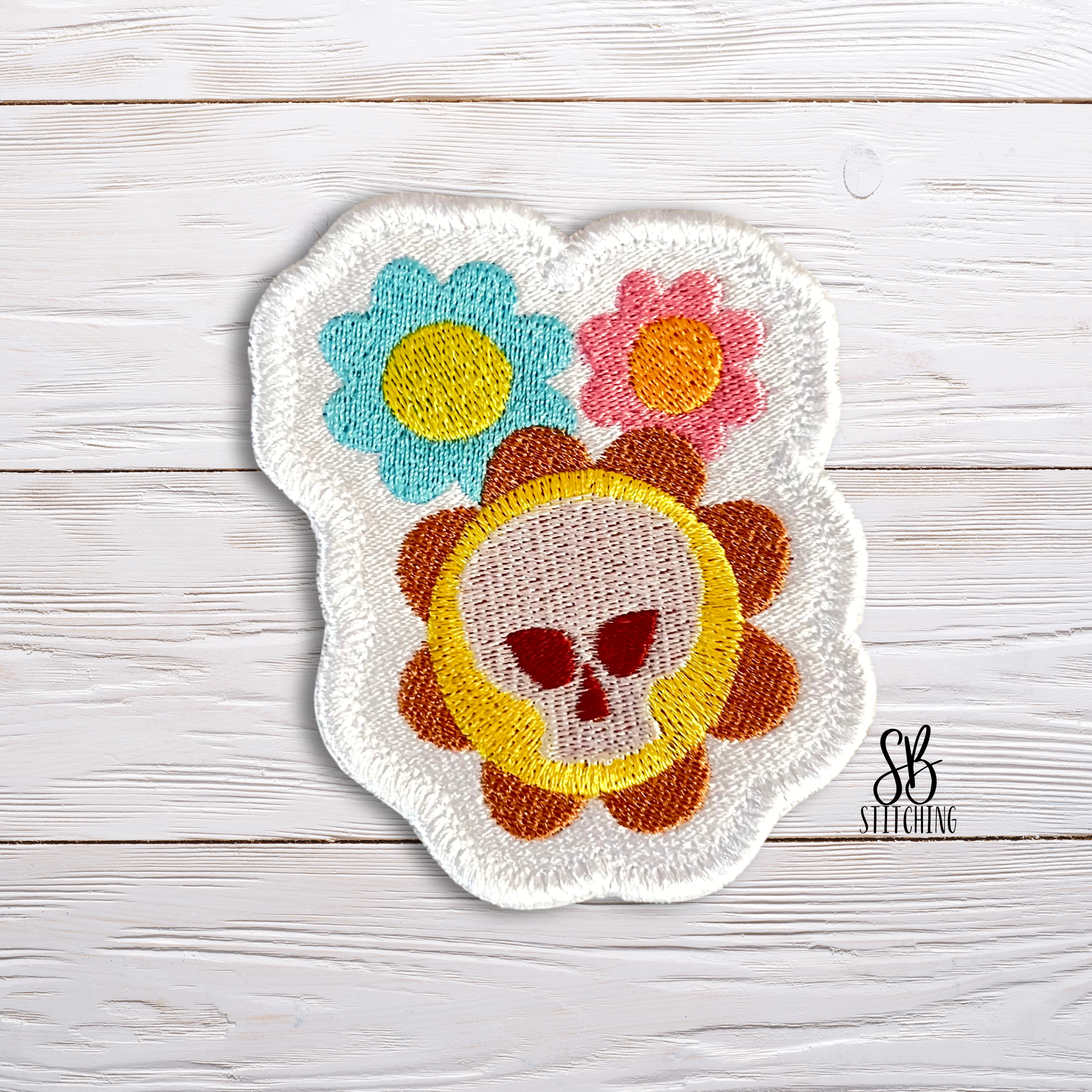 Groovy Skull Patch Machine Embroidery Design