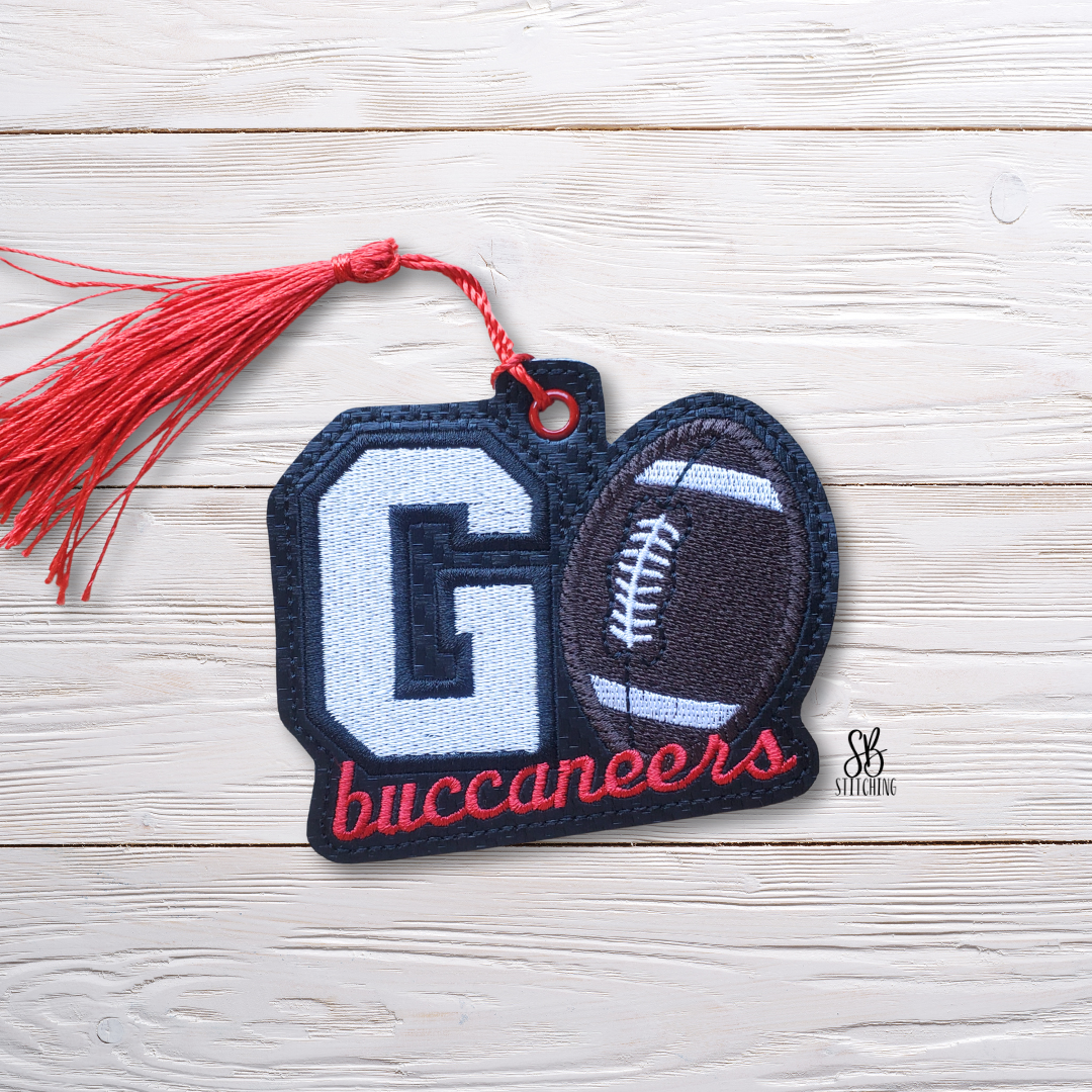 Go Buccaneers Bookmark Machine Embroidery Design