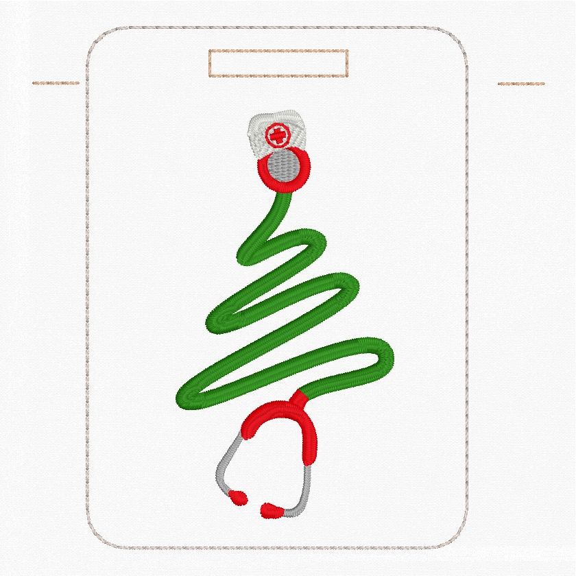 Thumbnail: Christmas Stethoscope Badge Holder  Machine Embroidery Design