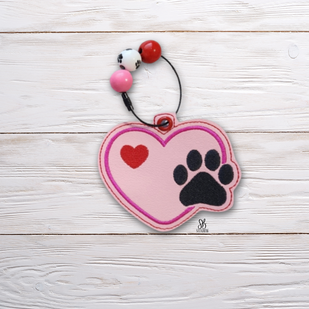 Paw Heart Bookmark Embroidery Design