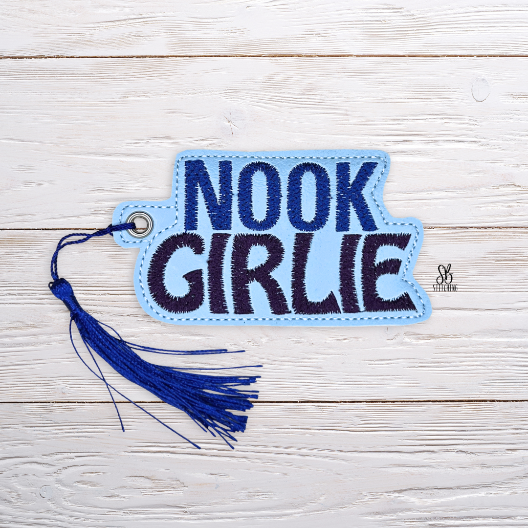 Nook Girlie Bookmark Machine Embroidery Design