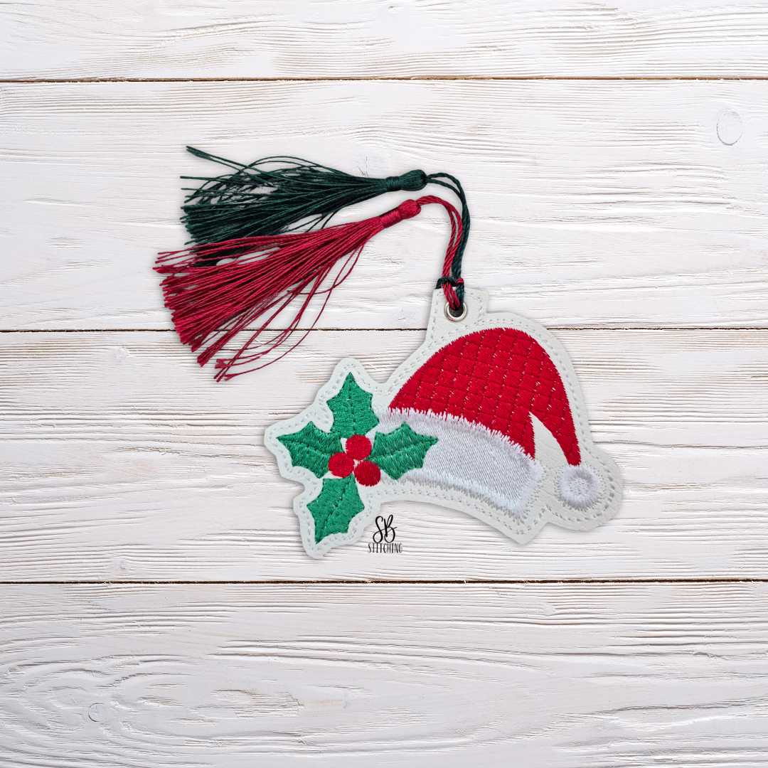 Santa Holly Hat Bookmark Embroidery Design