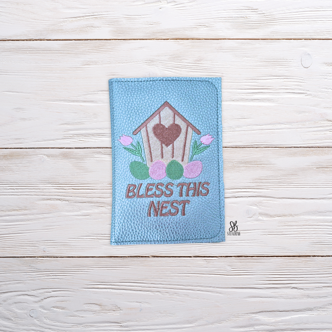 Bless this Nest A6 Notebook Cover Machine Embroidery Design