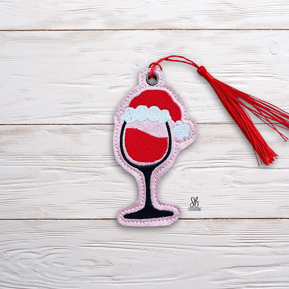 Santa Wine Glass Ornament - Bookmark Embroidery Design