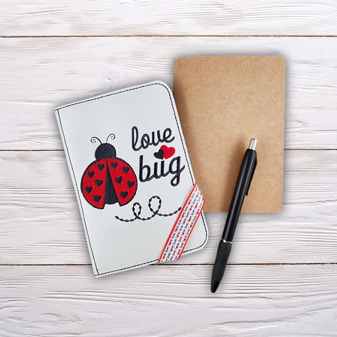 Love Bug A6 Notebook Cover Machine Embroidery Design