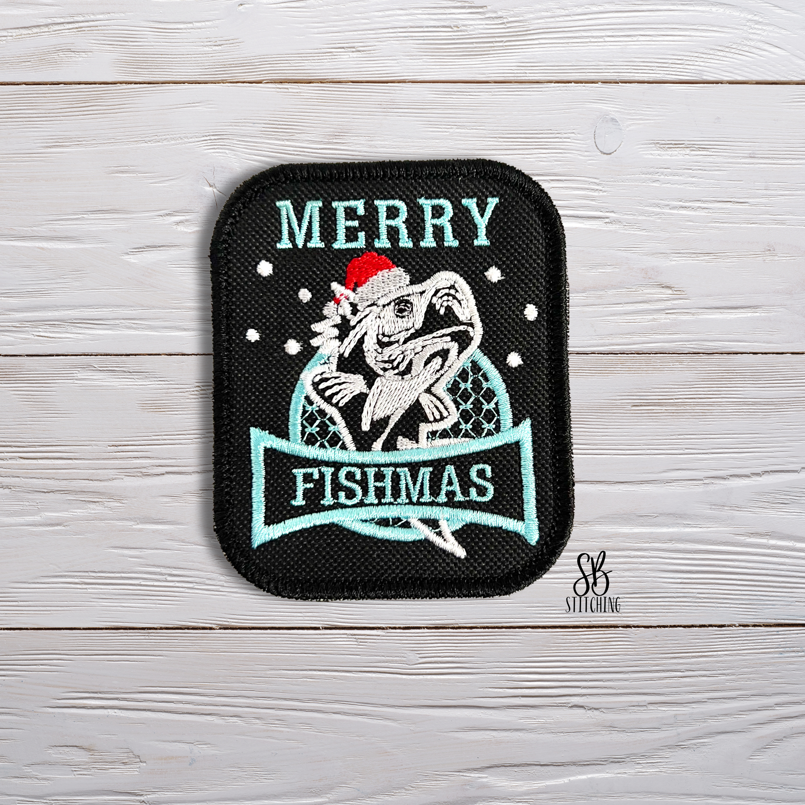 Merry Fishmas Patch Embroidery Design