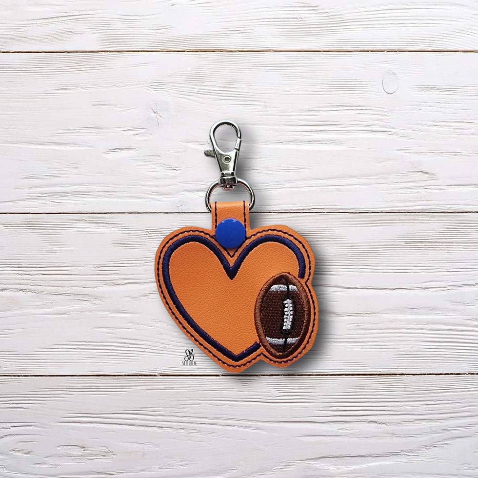 Heart Football Snaptab Machine Embroidery Design