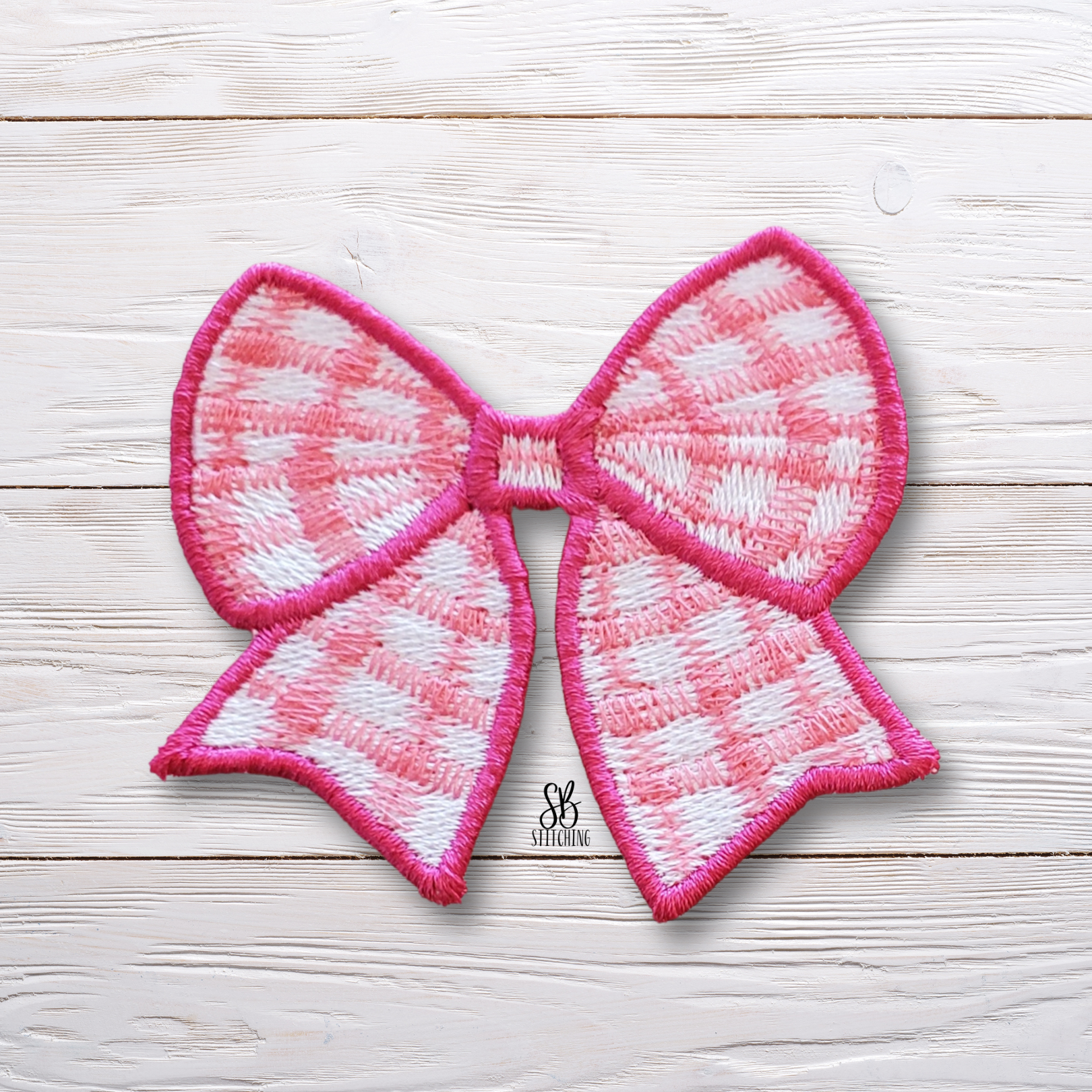 Gingham Bow Patch Machine Embroidery Design