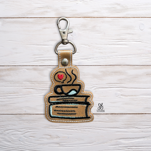 Books and Coffee Snaptab Machine Embroidery Design SB Stitching