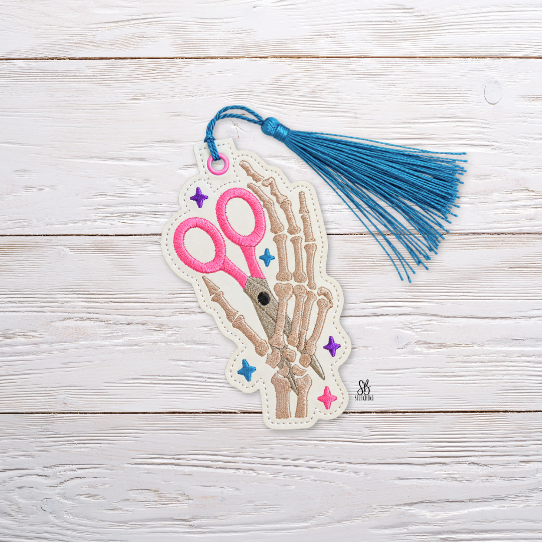 Skeleton Scissors Bookmark Machine Embroidery Design