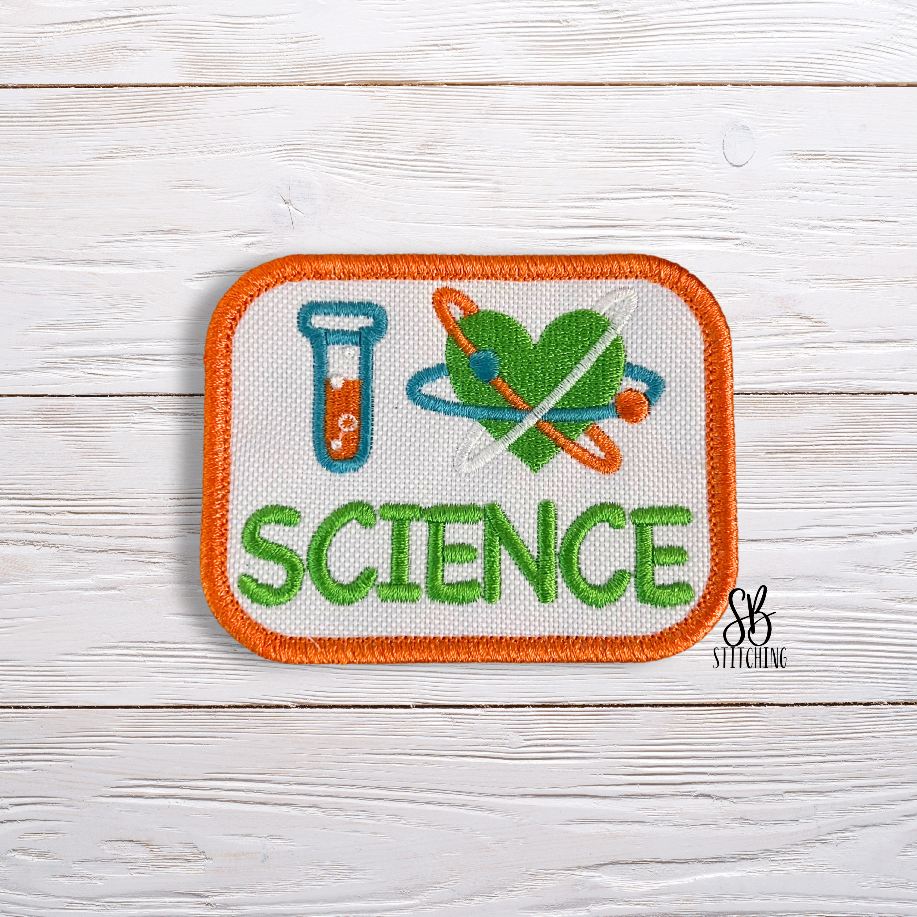 I love Science Patch Machine Embroidery Design