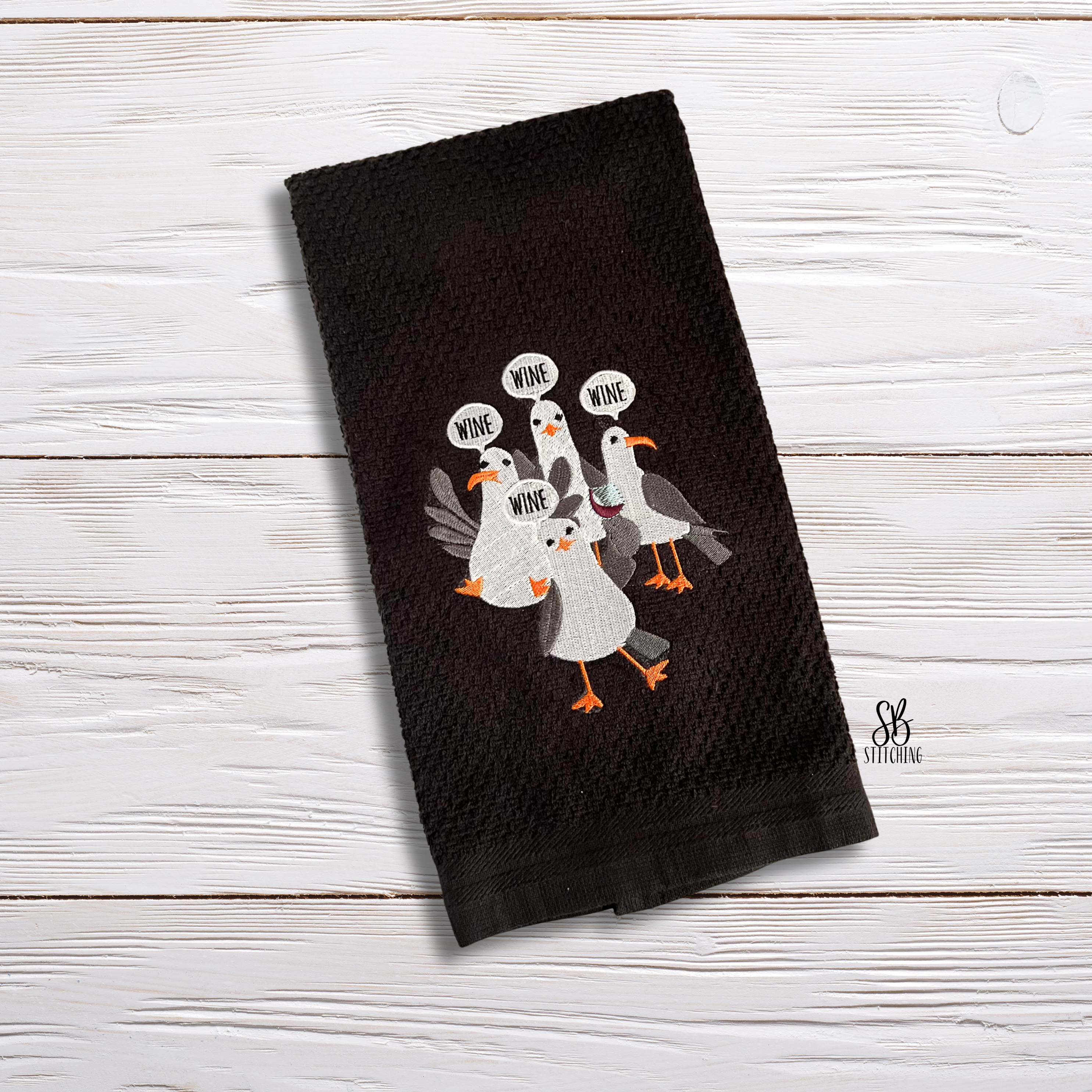 Seagull Wine Machine Embroidery Design