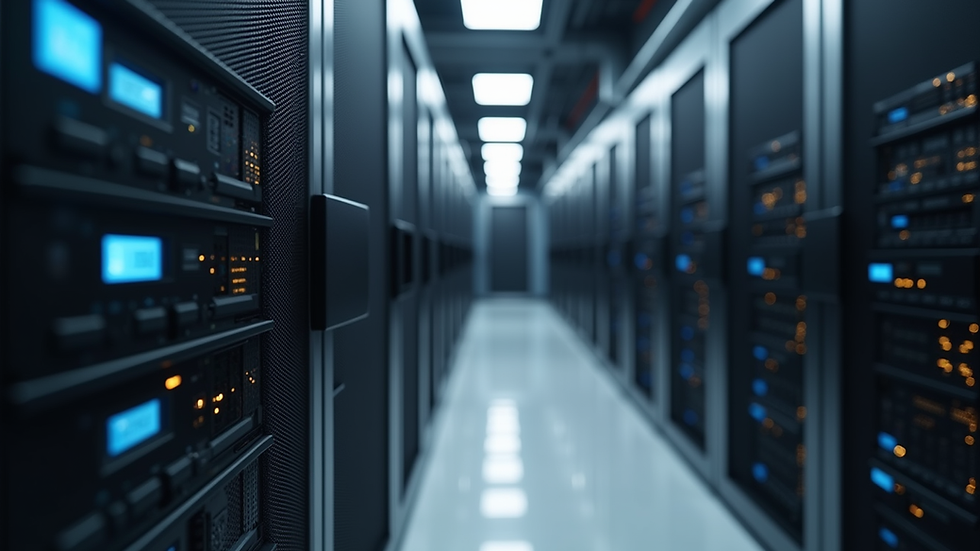 Eye-level view of a modern UPS system installed in a server room
