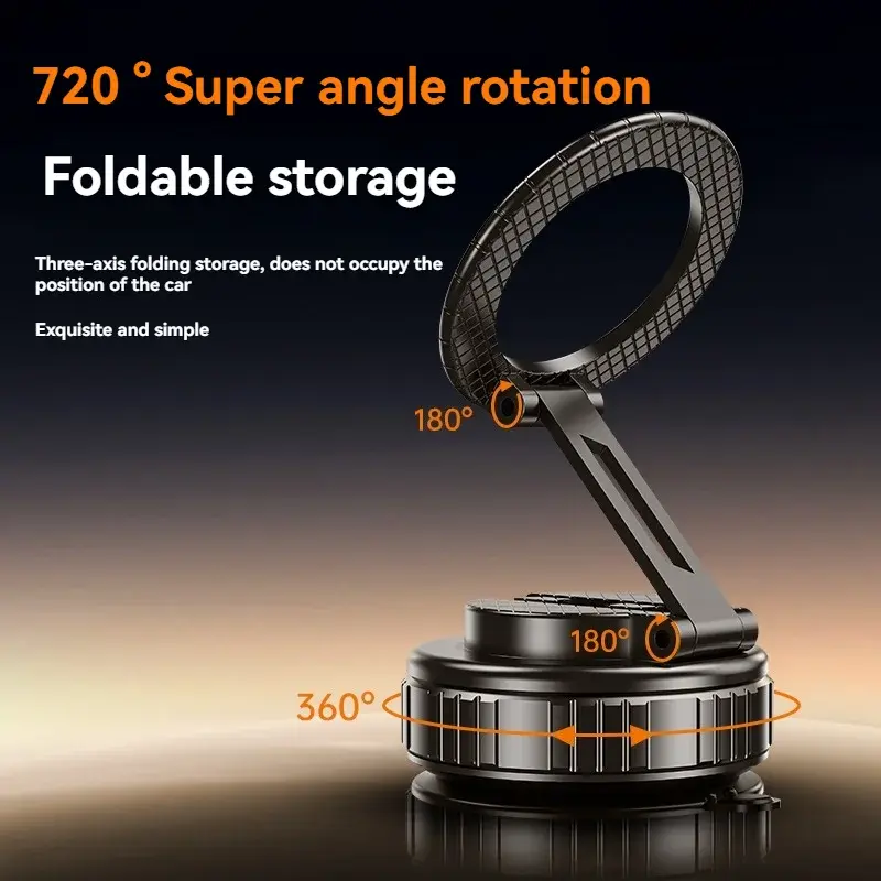 Thumbnail: MagSafe 360° Vacuum Magnetic Car Phone Holder: Foldable Suction Cup Mount