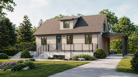 Maison avant rénovation avec ancienne terrasse extérieure au Québec
