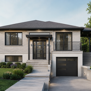 Façade avant d’une maison rénovée avec logement secondaire