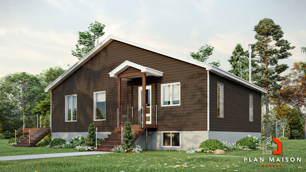 Maison moderne avec balcon extérieur et vue dégagée