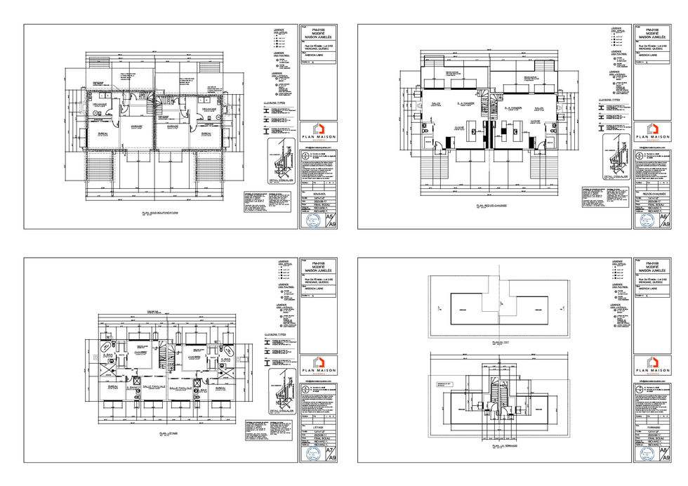 Plan du rez-de-chaussée maison jumelée avec aire ouverte