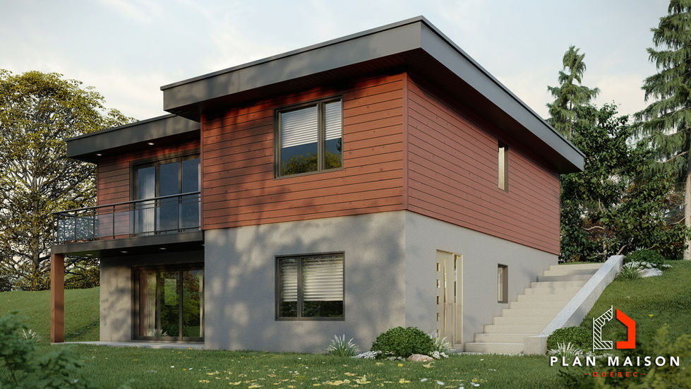 Maison construite sur terrain en pente avec sous-sol aménagé lumineux