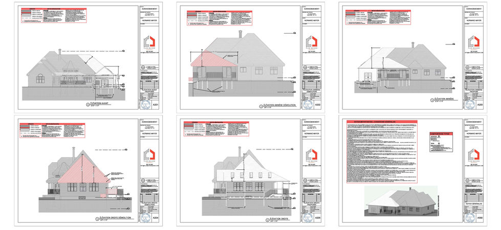Plan architectural avec extension résidentielle et abri voiture
