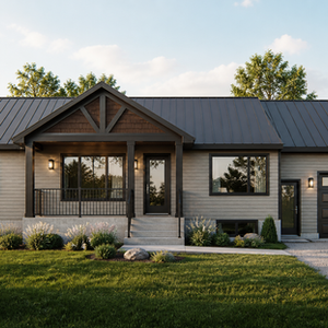 Résidence contemporaine avec garage intégré vue avant