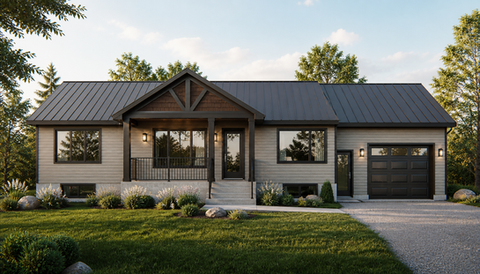 Résidence contemporaine avec garage intégré vue avant