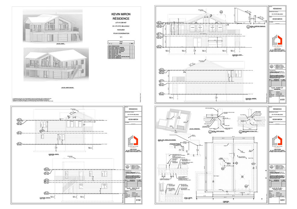 Vue avant maison avec sous-sol walkout et garage intégré