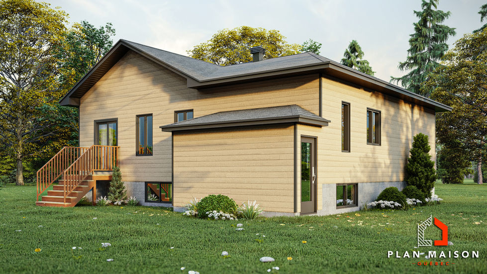 Plan du rez-de-chaussée d’une maison unifamiliale avec aire ouverte