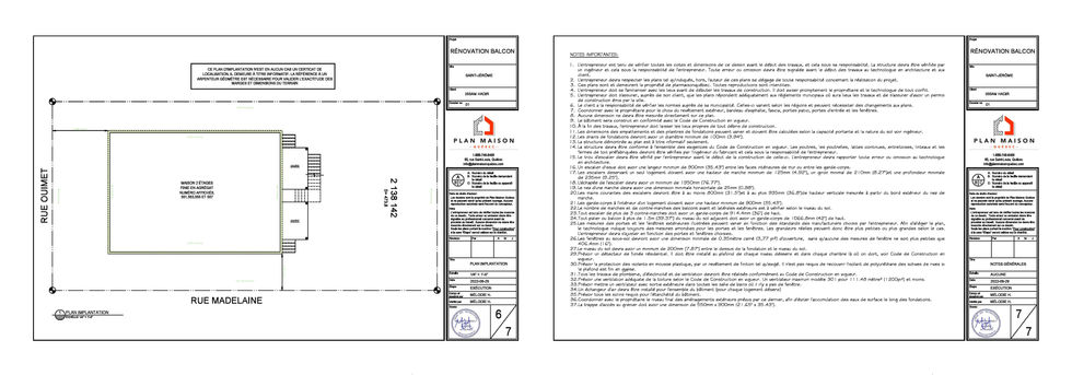 Élévation balcon duplex avec escalier central extérieur