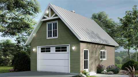 Garage compact style champêtre avec revêtement en bois naturel