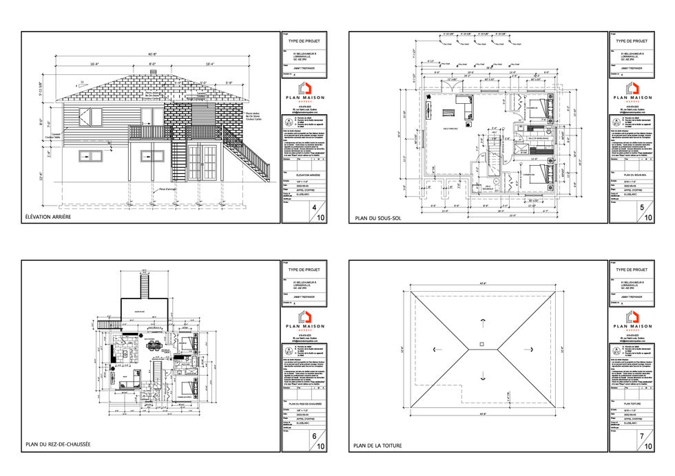 Plan du sous-sol aménagé avec chambres et salle familiale