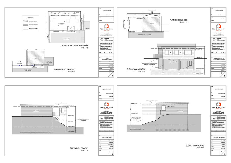 Plan agrandissement maison avec modifications des cloisons