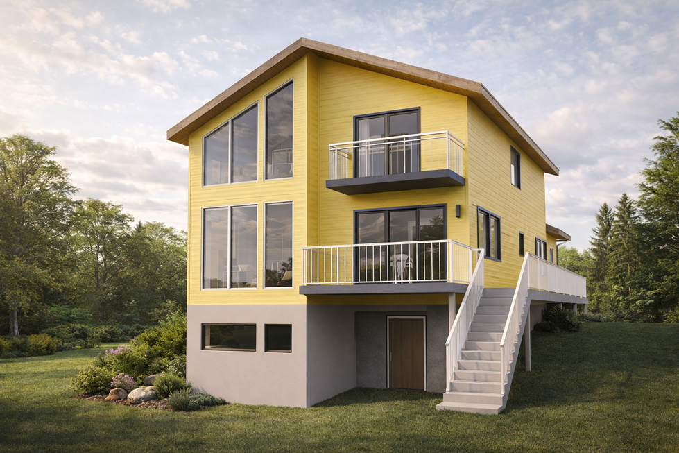 Plan sous-sol aménagé rénovation maison terrain incliné