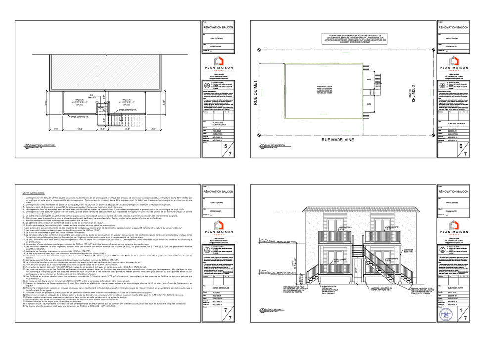 Balcon deux étages avec structure en bois et garde-corps