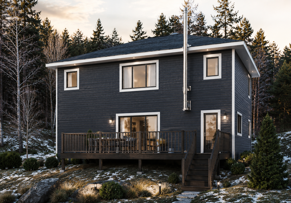 Plan d’implantation d’un agrandissement de maison sur terrain en pente au Québec