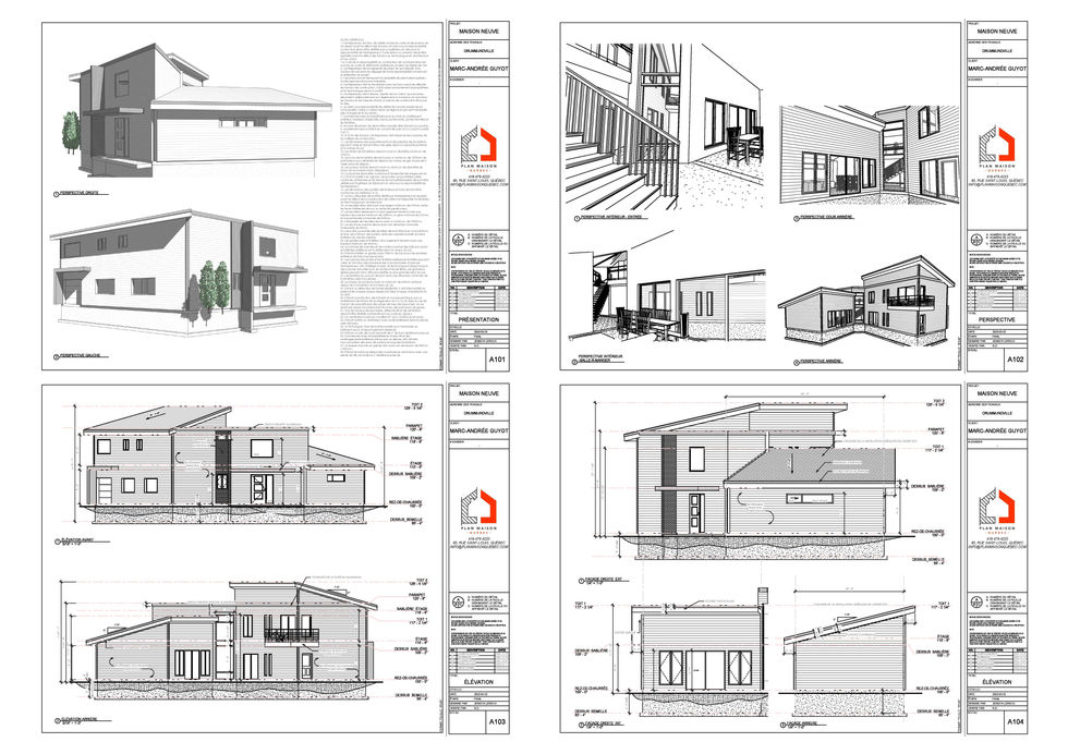 Plan architectural rez-de-chaussée maison contemporaine
